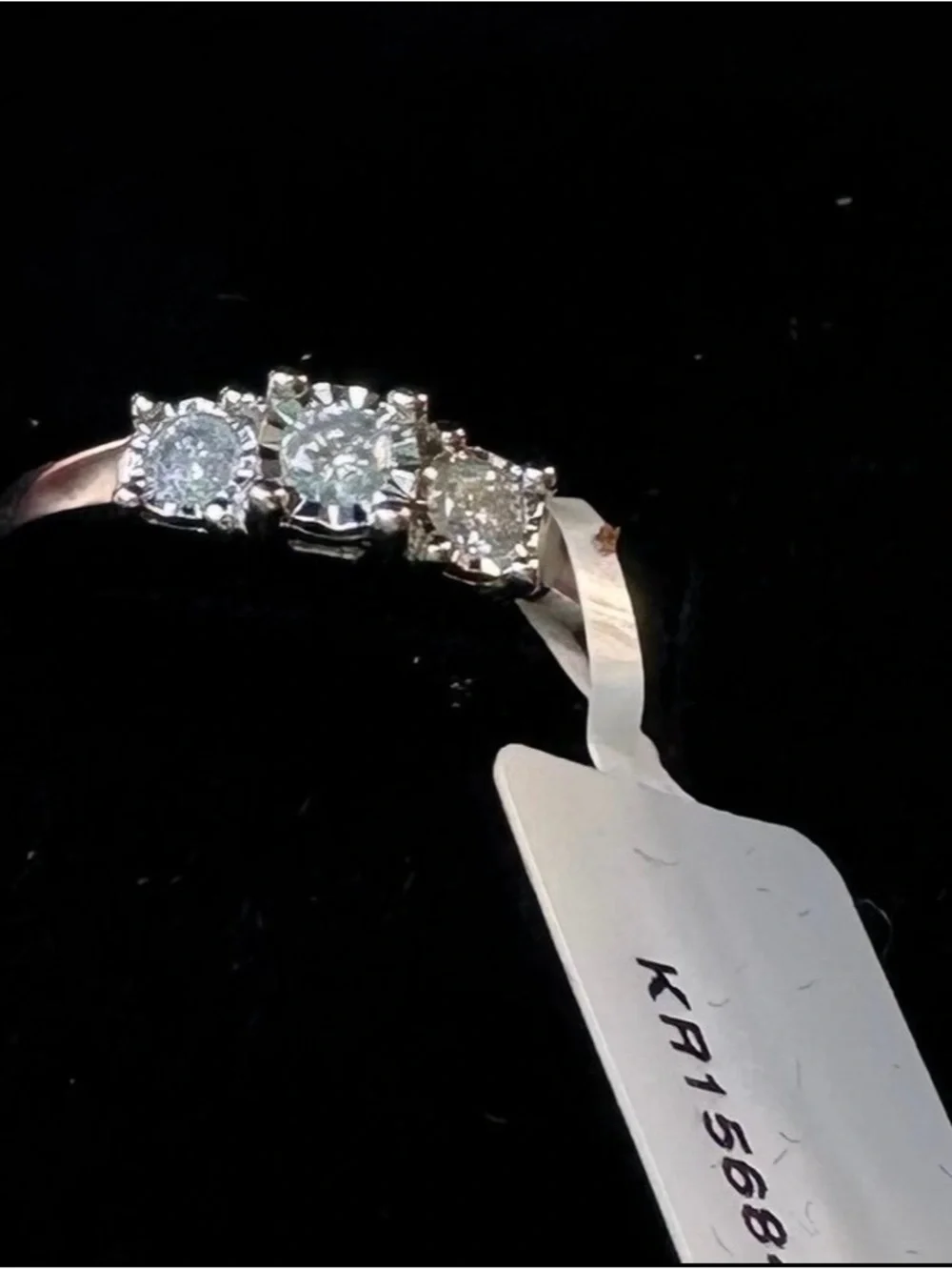 SALE Classic Three-Stone Sterling Diamond Ring 7